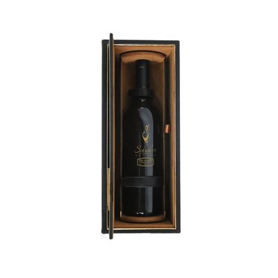 Recycled Cardboard Wine Gift Packaging Boxes , Single Wine Bottle Box Slide Out Black