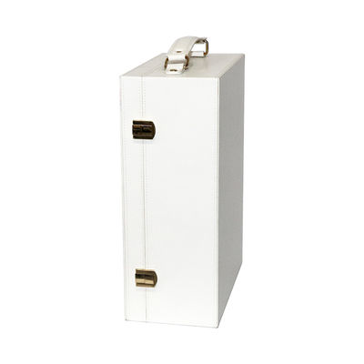Flocking Lining PU Leather Wine Gift Packaging Boxes , 3 Bottle Wine Box With Double Clasps
