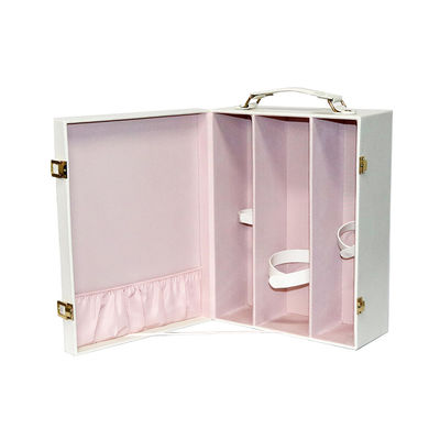 Flocking Lining PU Leather Wine Gift Packaging Boxes , 3 Bottle Wine Box With Double Clasps