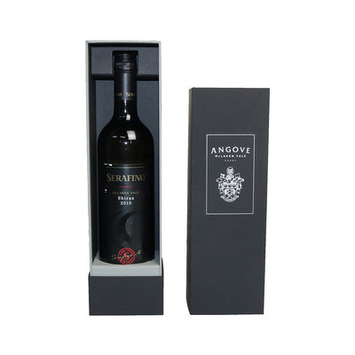 Pantone Color Single Wine Bottle Cardboard Box Shoulder Style With Insert