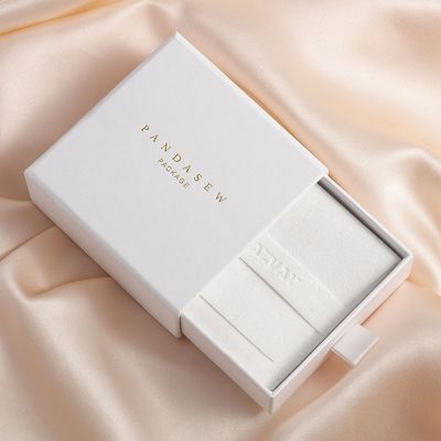 Chic Small Cardboard Jewelry Packaging Box Slide Open With Satin Puller