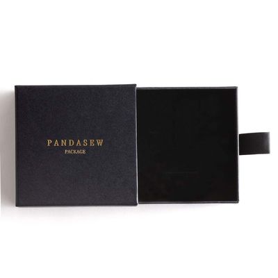 Pull Out Black Cardboard Necklace Box With 1.5cm Thick Sponge