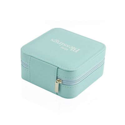 Zip Close Multiple Compartment Faux Leather Jewelry Travel Case OEM With Mirror