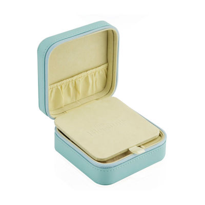 Zip Close Multiple Compartment Faux Leather Jewelry Travel Case OEM With Mirror