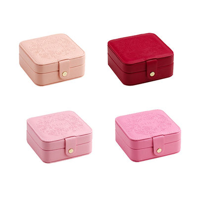 12*12*5.5cm Portable Travel Jewelry Case Debossing Finish With Removable Dividers