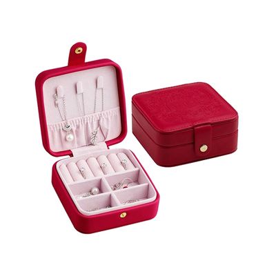 12*12*5.5cm Portable Travel Jewelry Case Debossing Finish With Removable Dividers