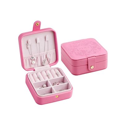 12*12*5.5cm Portable Travel Jewelry Case Debossing Finish With Removable Dividers