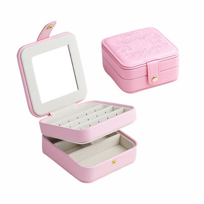 Detachable Partitions Portable Travel Jewelry Case , Two Layer Jewelry Box 11.5*11.5*5.7cm