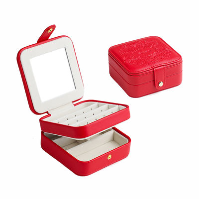 Detachable Partitions Portable Travel Jewelry Case , Two Layer Jewelry Box 11.5*11.5*5.7cm
