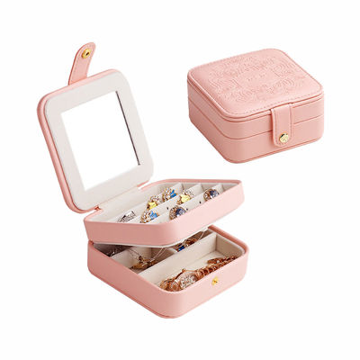 Detachable Partitions Portable Travel Jewelry Case , Two Layer Jewelry Box 11.5*11.5*5.7cm