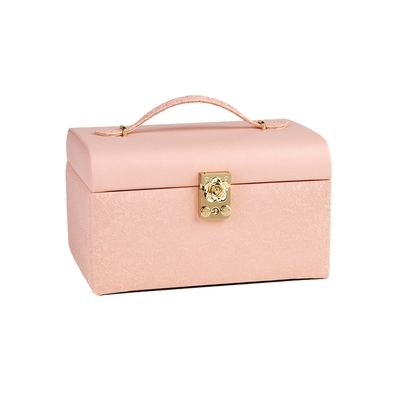 3 Tier Portable Travel Jewelry Case , Lockable Portable Earring Display Cases Synthetic Leather