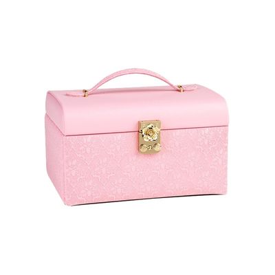 3 Tier Portable Travel Jewelry Case , Lockable Portable Earring Display Cases Synthetic Leather