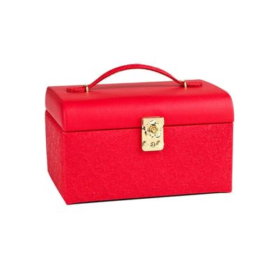 3 Tier Portable Travel Jewelry Case , Lockable Portable Earring Display Cases Synthetic Leather