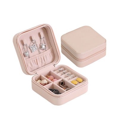 Square Handmade 10*10*5cm Portable Travel Jewelry Box Minimalist