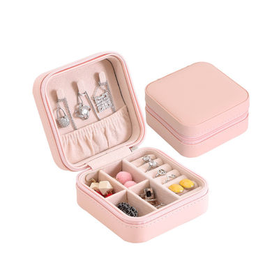 Square Handmade 10*10*5cm Portable Travel Jewelry Box Minimalist