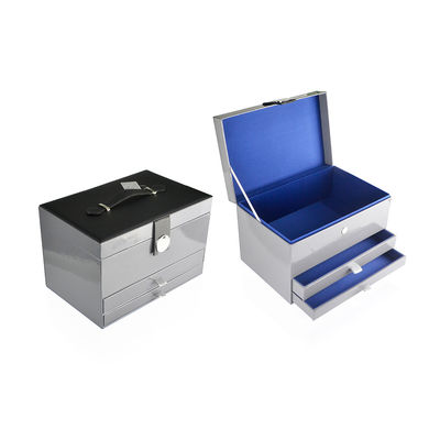 Three Tiers Magnetic Button Cosmetic Vanity Case With Adjustable PU Handle