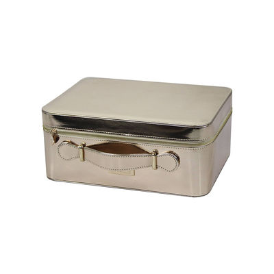 Mirrored Gold ISO9001 Approval Makeup Vanity Box With Top Handle