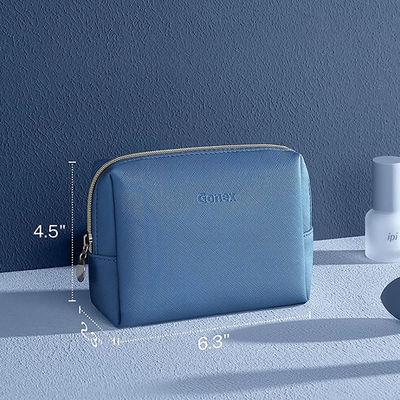 Navy Blue Portable Cosmetic Makeup Bag , Waterproof Cosmetic Pouch 6.3 Inch