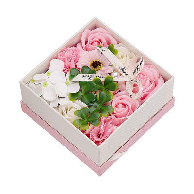 Artificial Rose Soap Flower Bouquet Boxes 14.5cm*14.5cm*7.5cm For Teachers