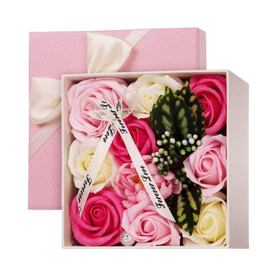 Artificial Rose Soap Flower Bouquet Boxes 14.5cm*14.5cm*7.5cm For Teachers