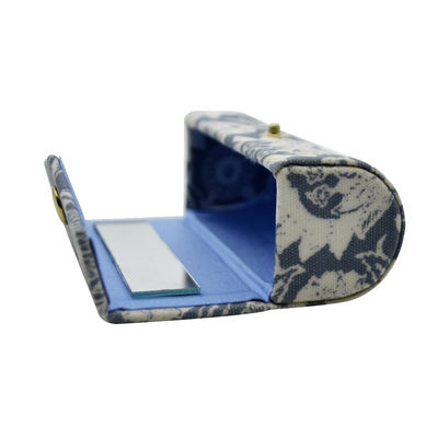 Customizable Canvas Print Travel Lipstick Case Satin Lining With Mirror