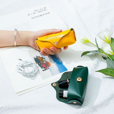 Waterproof Travel Lipstick Case PU Leather Portable Yellow