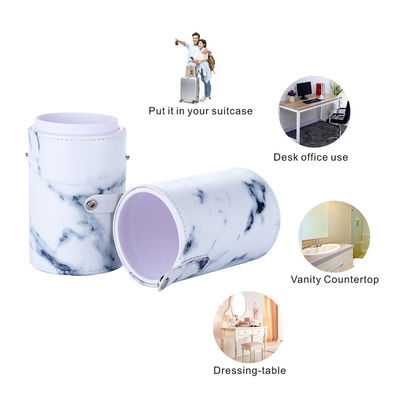 Portable Cylinder Makeup Brush Tube Dust Protection Marbled Design