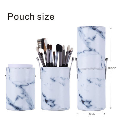 Portable Cylinder Makeup Brush Tube Dust Protection Marbled Design