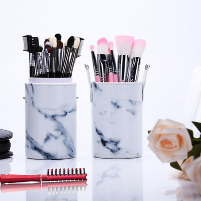 Portable Cylinder Makeup Brush Tube Dust Protection Marbled Design