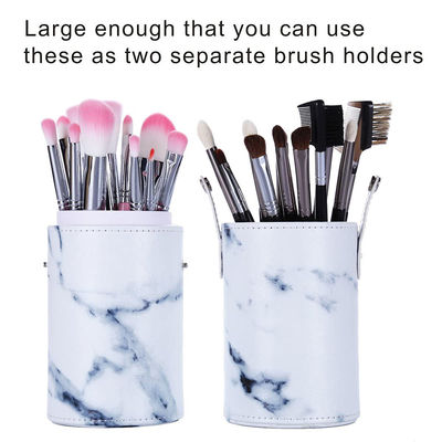 Portable Cylinder Makeup Brush Tube Dust Protection Marbled Design