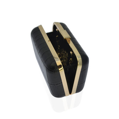 Comfortable Touch Elegant Black Evening Bag Crocodile Pattern PU Leather