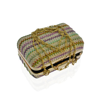 Boho Style Crossbody Evening Clutch Bag Colorful Woven For Ladies