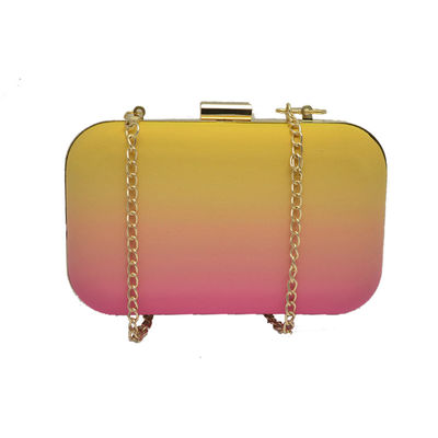 Customizable Metal Plate Logo Evening Clutch Bag  With Removable Gold Tone Chain