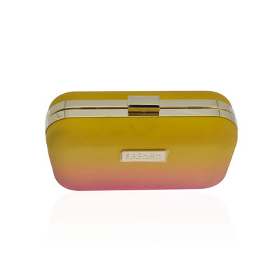 Customizable Metal Plate Logo Evening Clutch Bag  With Removable Gold Tone Chain