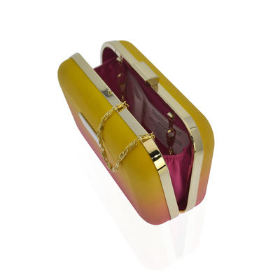 Customizable Metal Plate Logo Evening Clutch Bag  With Removable Gold Tone Chain