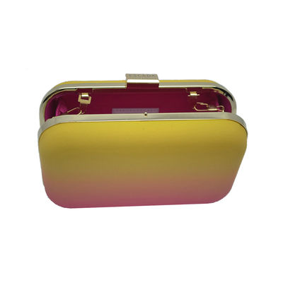 Customizable Metal Plate Logo Evening Clutch Bag  With Removable Gold Tone Chain