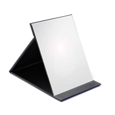 Single Side Folding Travel Mirror Vegan Leather Customized With Stand
