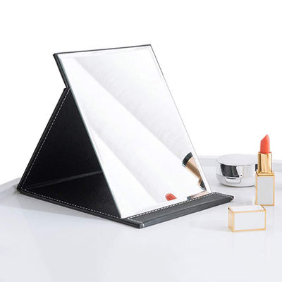 Single Side Folding Travel Mirror Vegan Leather Customized With Stand