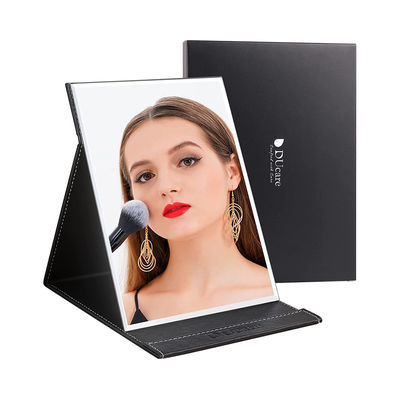Single Side Folding Travel Mirror Vegan Leather Customized With Stand