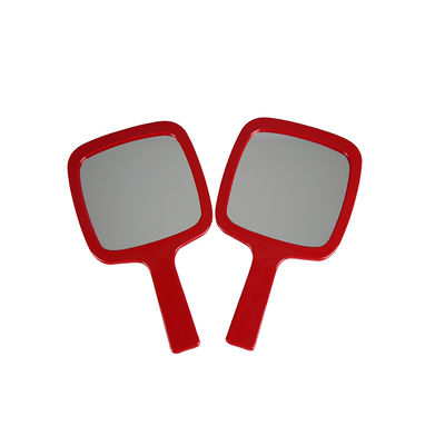 Red Faux Leather Travel Makeup Mirror Handheld For Grooming Shaving
