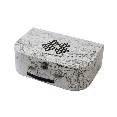 Map Decorative Keepsake Storage Suitcase Gift Box Hamper With Lid