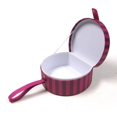 Snap Button Closure Round Suitcase Gift Box Special Paper Material